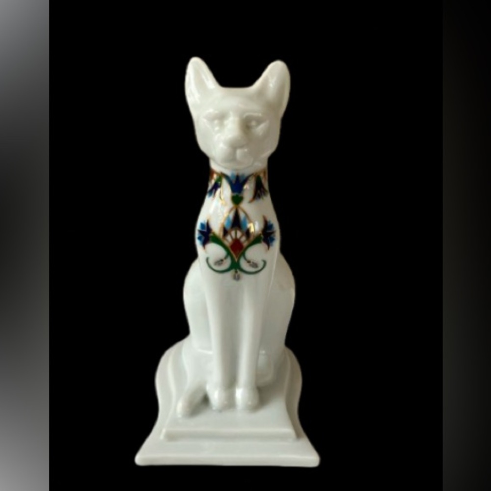 VTG Elizabeth Arden Treasures Of The Pharaohs Cleopatra’s Cat Figurine Lid 1982